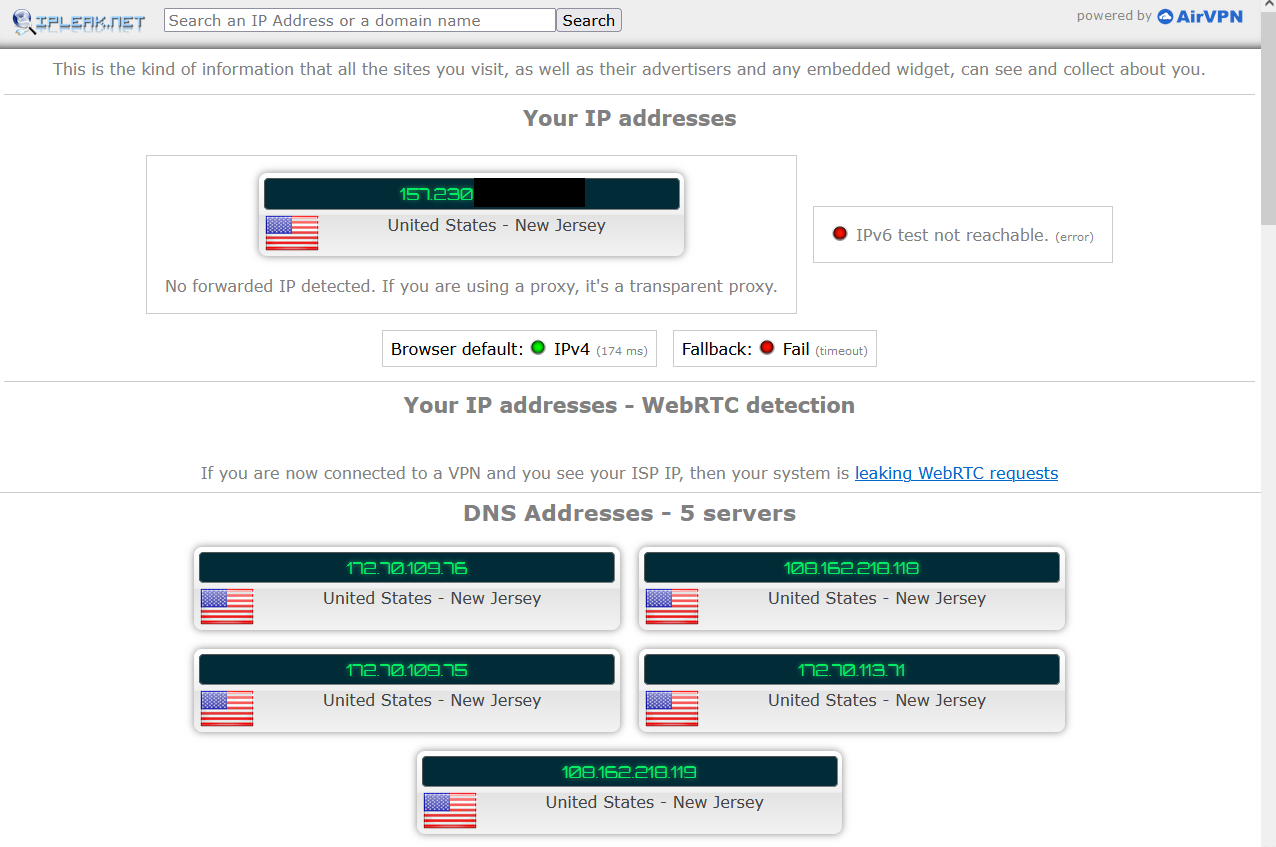 Screenshot of the Droplet IP